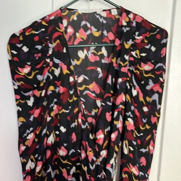 A.L.C. Silk wrap dress black and coral size 4 - Picture 3 of 11